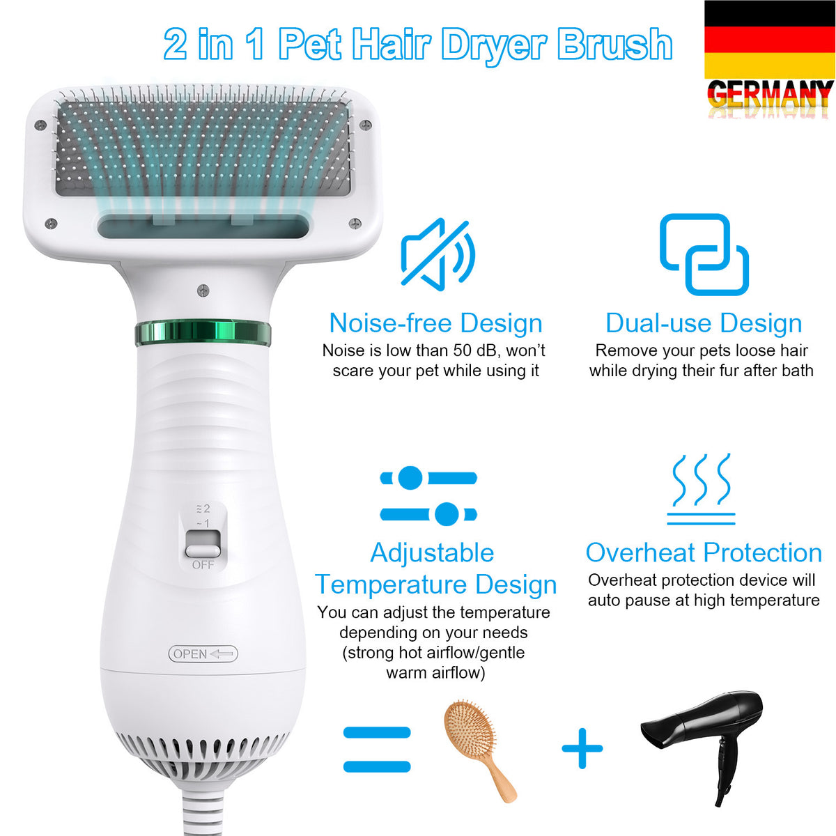 FurFlow 2-in-1 Dryer Brush